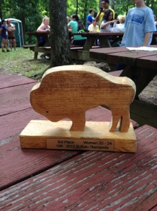 Here's my award from the Great Wyoming Buffalo Stampede 10K, for third place in my age group. (Vanessa Junkin photo)
