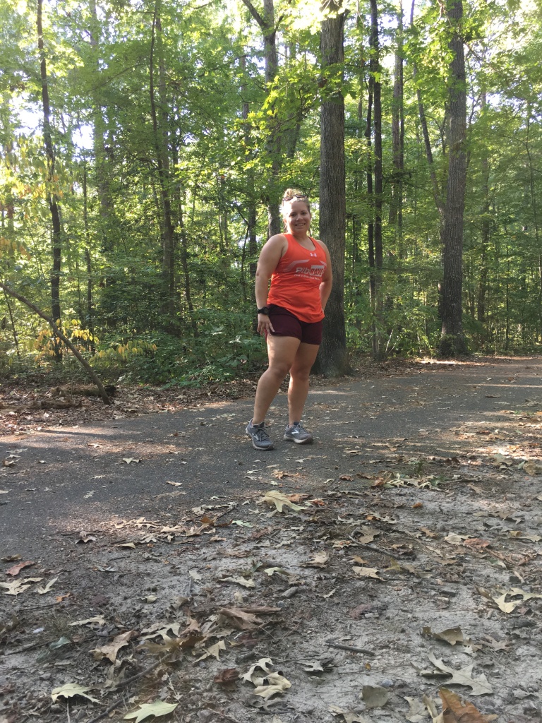 Vanessa poses for a photo on a trail at Deep Run Park. 