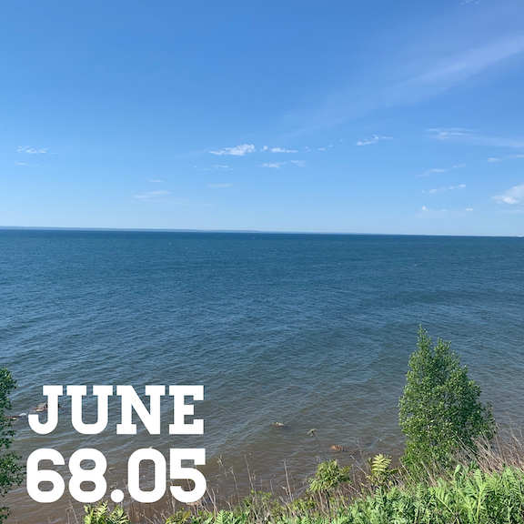 A photo of Lake Superior with the text "June 68.05" overlaid. 